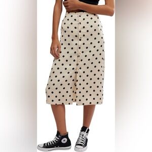 Free People Analise Polka Dot Button-Up Midi Skirt